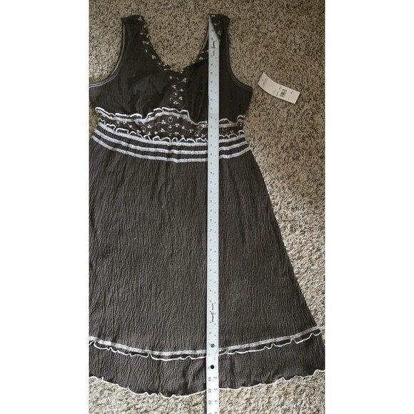Elementz Mocha Brown Sleeveless Dress White Embroidery Detailing Size Large NWT - Picture 13 of 13